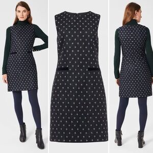 Hobbs London Sarah Wool Dress Navy Sleeveless Shift Size 2